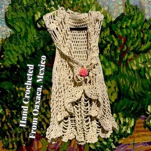 Hand crocheted sweater originally from Oaxaca, Mexico.